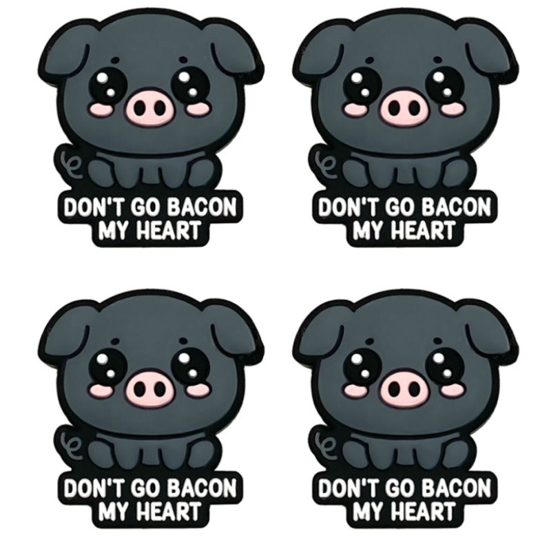 Wholesale 10pcs Cartoon Black Piggy Silicone Beads
